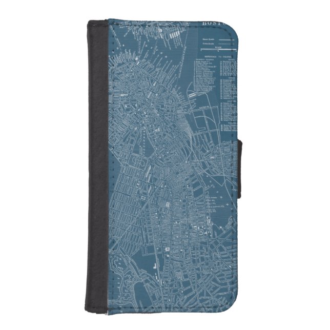 Graphic Map of Boston iPhone Wallet Case (Front)