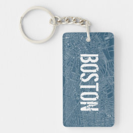 Graphic Map of Boston Keychain