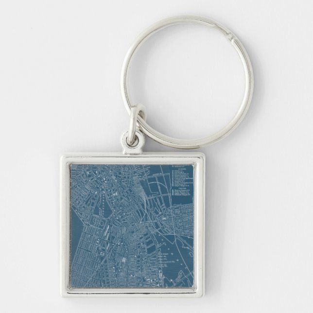 Graphic Map of Boston Keychain (Front)