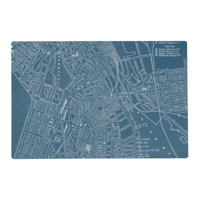 Graphic Map of Boston Placemat (Front)