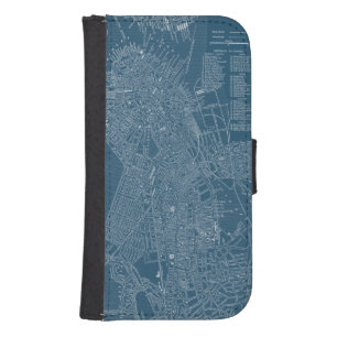 Graphic Map of Boston Wallet Phone Case For Samsung Galaxy S4