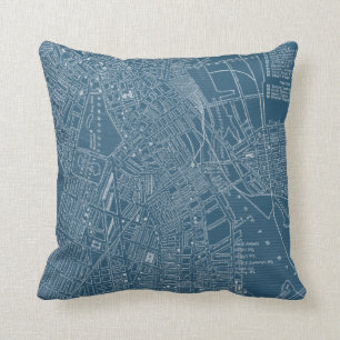 Graphic Map of Boston Throw Pillow