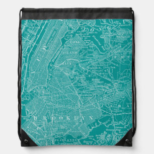 Graphic Map of New York Drawstring Bag