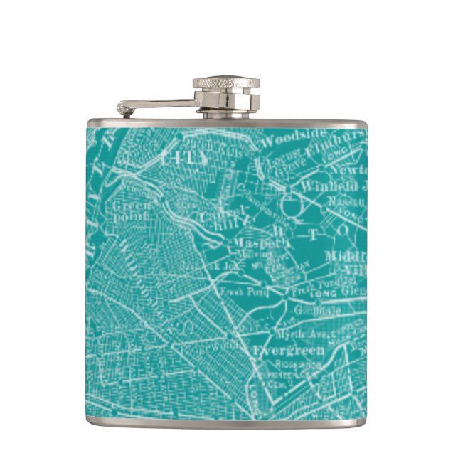Graphic Map of New York Flask (Front)