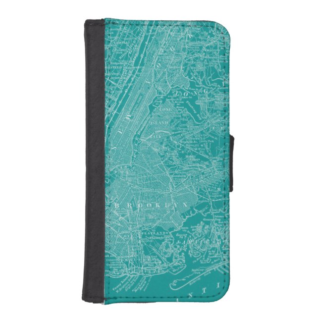 Graphic Map of New York iPhone Wallet Case (Front)