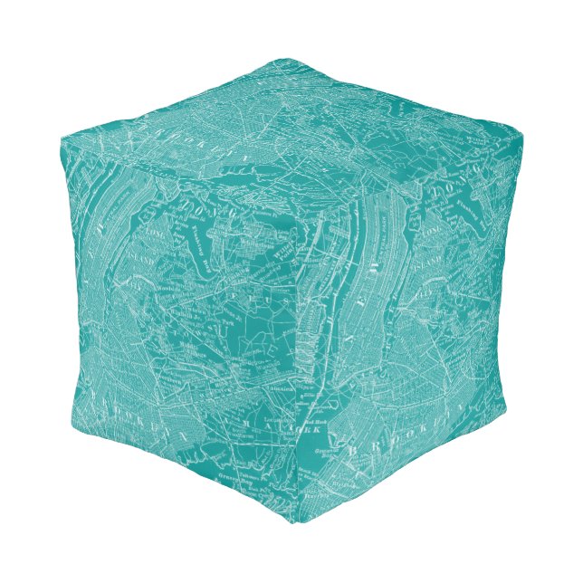 Graphic Map of New York Pouf (Angled Front)