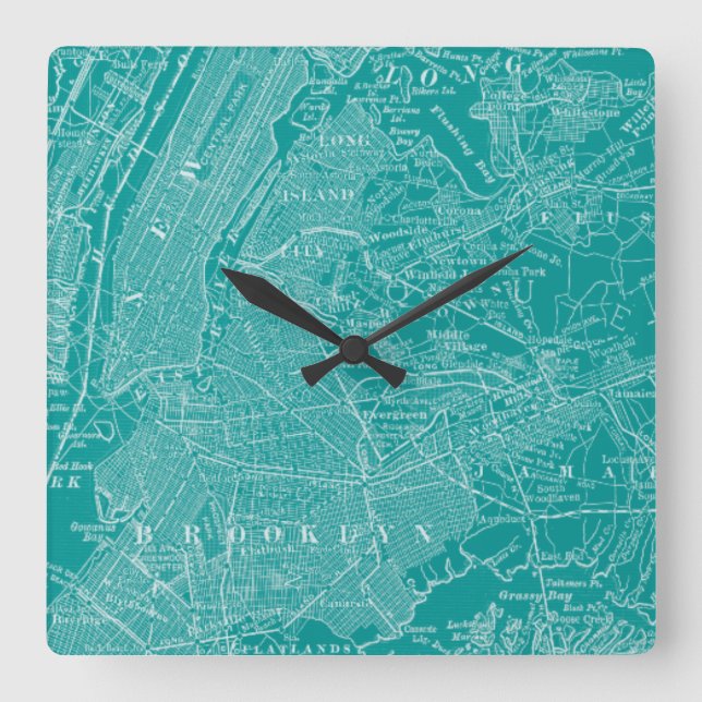 Graphic Map of New York Square Wall Clock (Front)