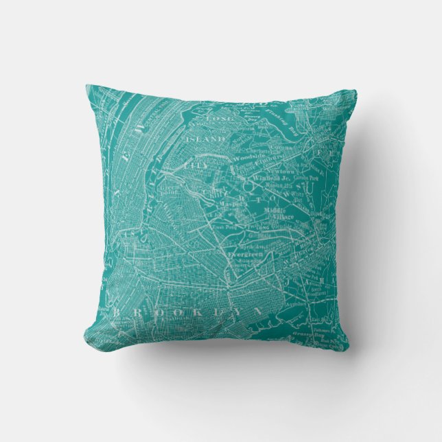 Graphic Map of New York Throw Pillow (Front)