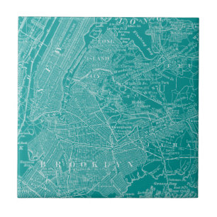 Graphic Map of New York Tile