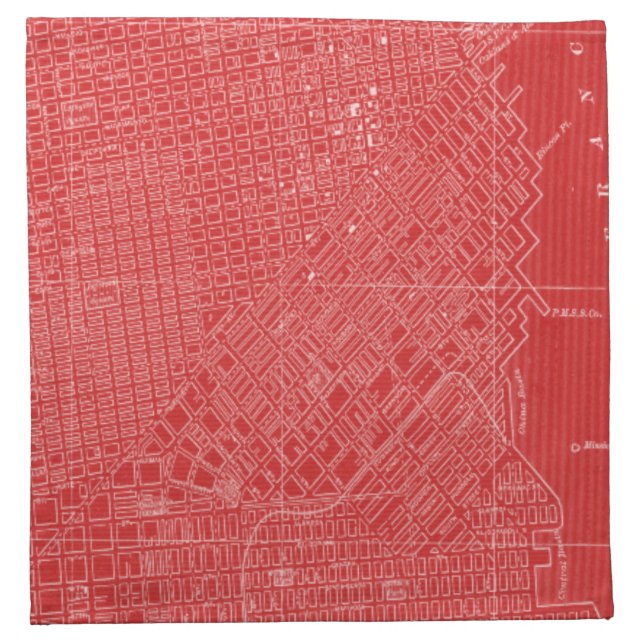 Graphic Map of San Francisco Cloth Napkin (Front)