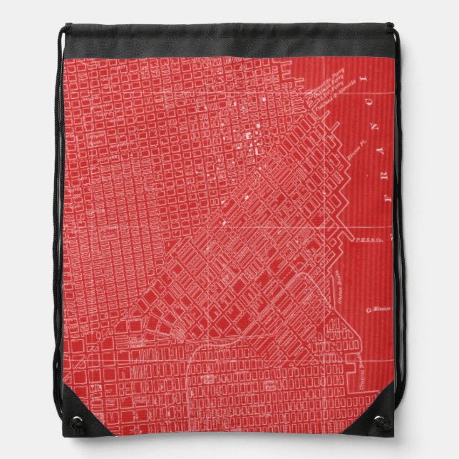 Graphic Map of San Francisco Drawstring Bag (Front)