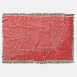 Graphic Map of San Francisco Throw Blanket