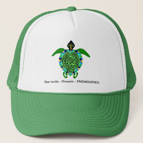 Graphic marine Green Sea TURTLE _ trucker hat