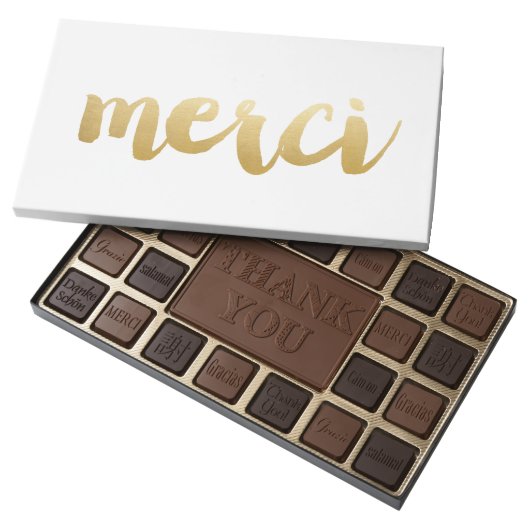 Graphic Merci Chocolate Box - Gold (Opened)