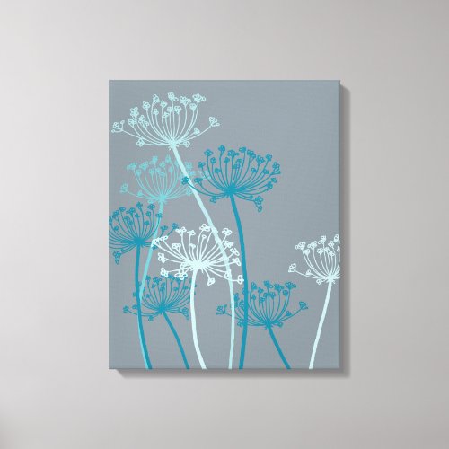 Graphic modern flower blue grey canvas print