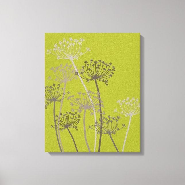 Graphic modern flower chervil green canvas print (Front)
