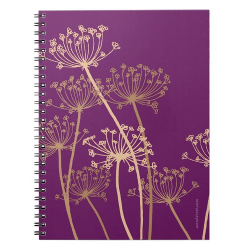 Graphic modern flower chervil purple art notebook