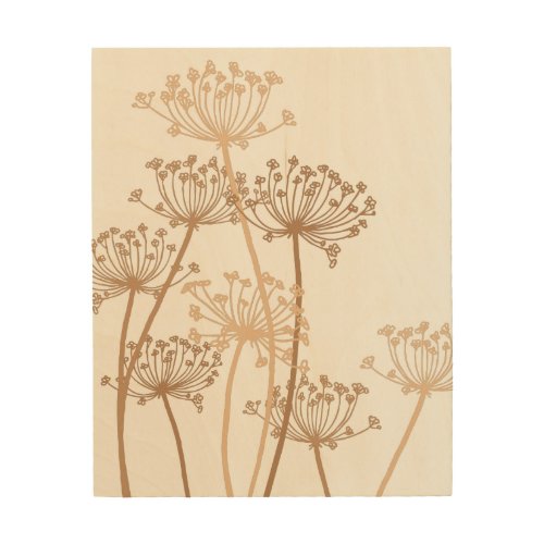 Graphic modern flower chervil wood print