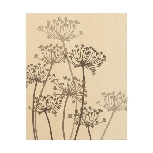 Graphic modern flower chervil wood print