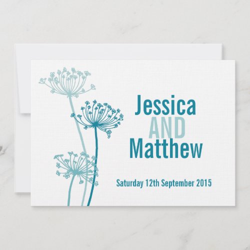 Graphic modern flower cows parsley wedding invite