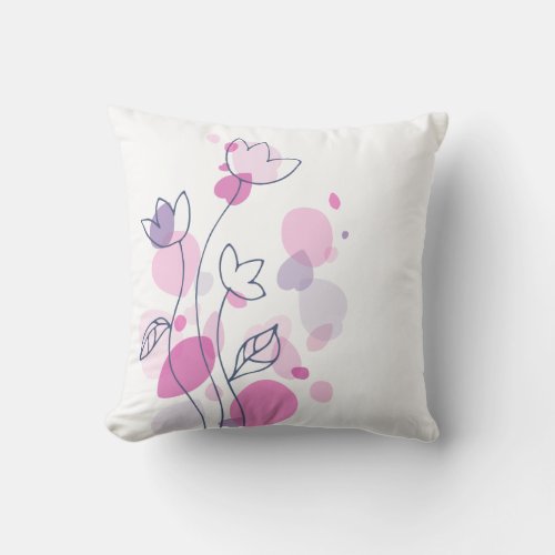 Graphic modern flower petal white navy pink pillow