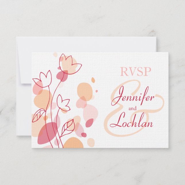 Graphic modern flower petals formal wedding RSVP (Front)