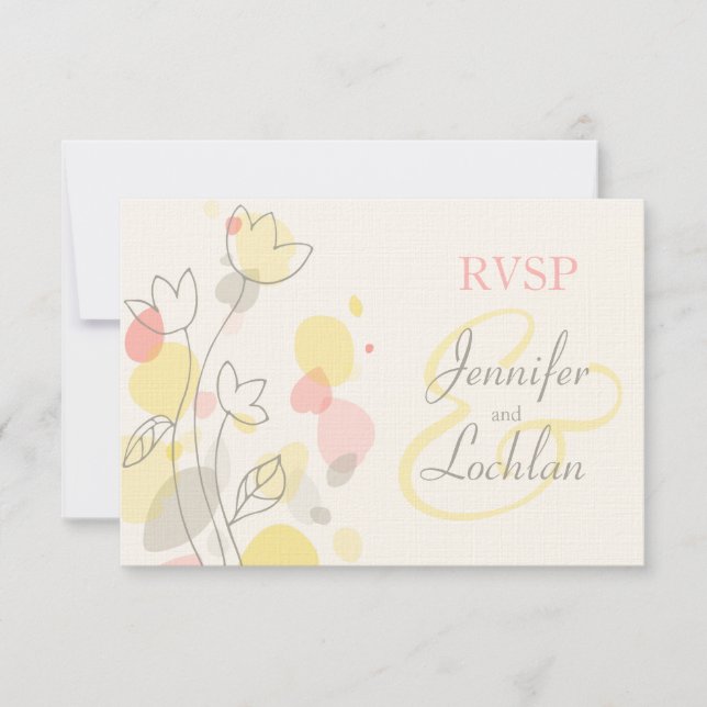 Graphic modern flower petals formal wedding RSVP (Front)