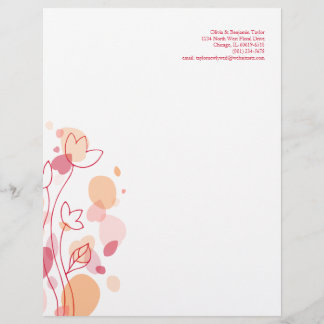 Graphic modern flower petals red letterhead