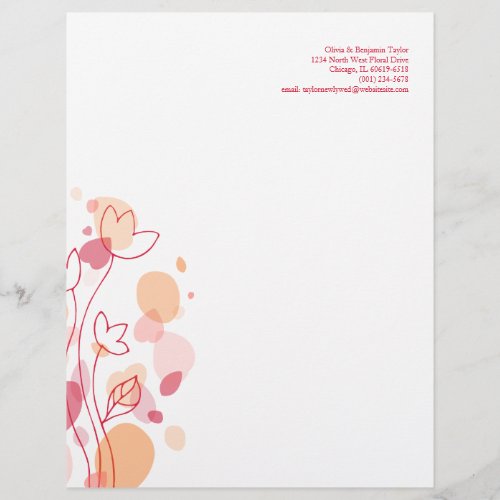 Graphic modern flower petals red letterhead