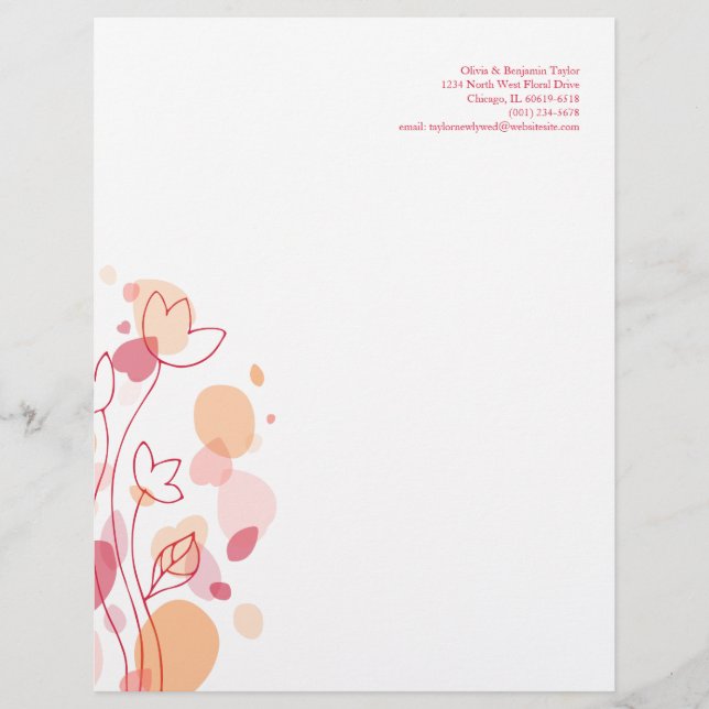Graphic modern flower petals red letterhead (Front)