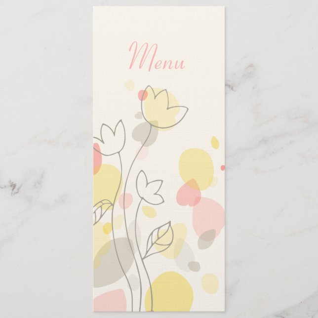 Graphic modern flower petals wedding dinner menu (Front)