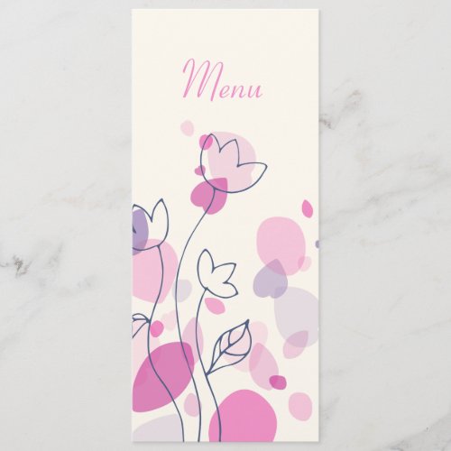 Graphic modern flower petals wedding dinner menu