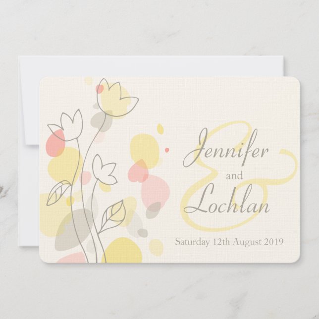 Graphic modern flower petals wedding invite (Front)