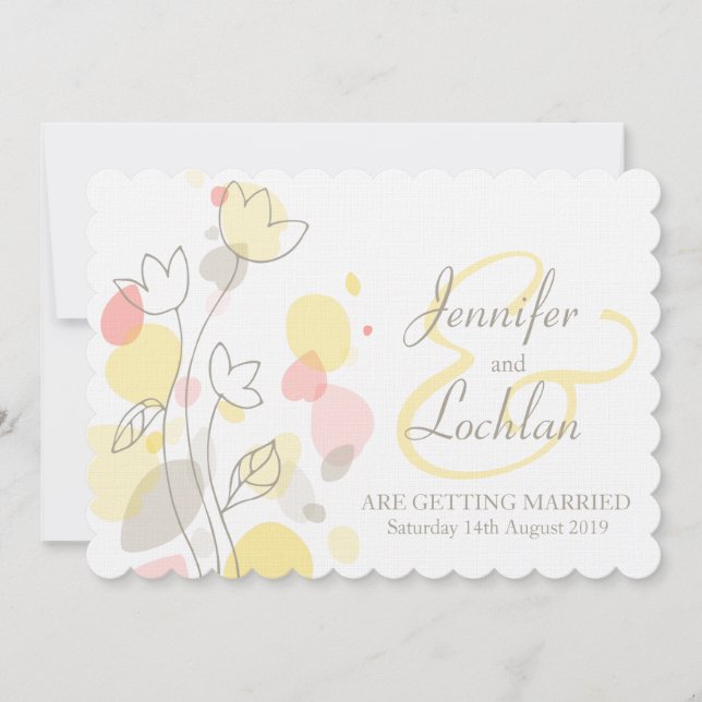 Graphic modern flower petals wedding invite (Front)
