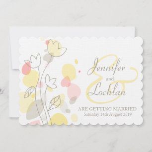 Graphic modern flower petals wedding invite