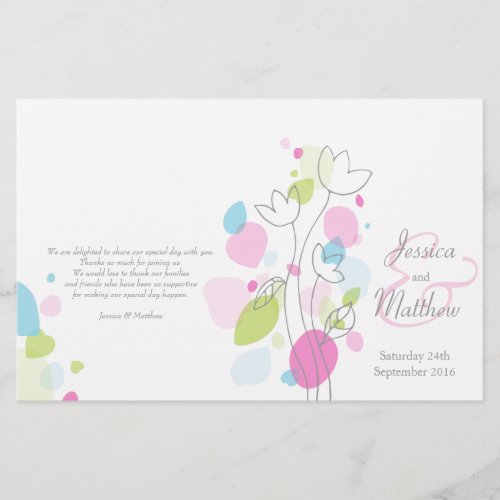 Graphic modern flower petals Wedding Programme