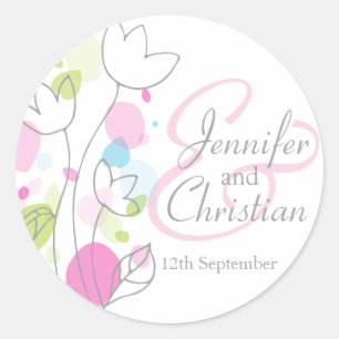Graphic modern flower petals wedding sticker