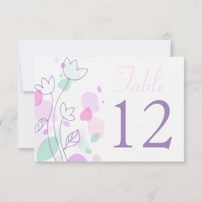 Graphic modern flower petals wedding table numbers (Front)