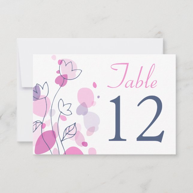 Graphic modern flower petals wedding table numbers (Front)
