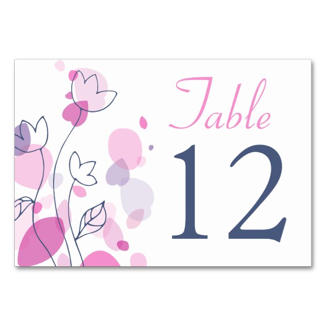 Graphic modern flower petals wedding table numbers (Front)
