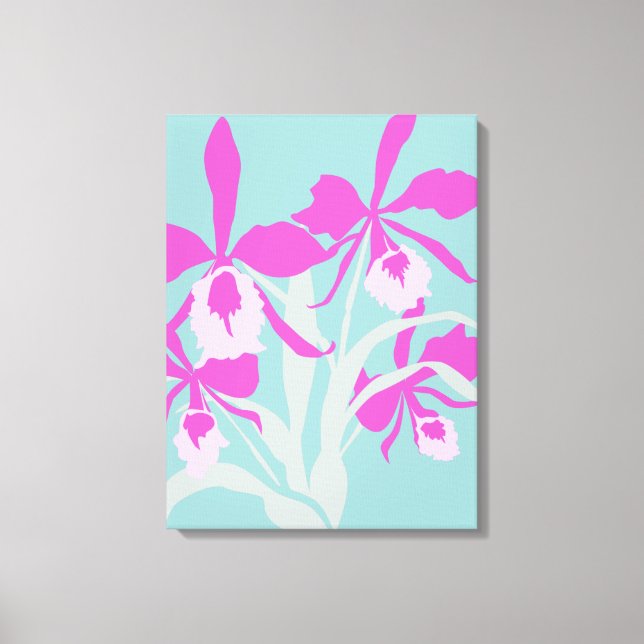 Graphic modern flower purple aqua orchid print (Front)
