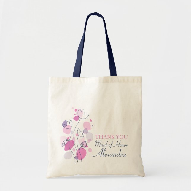 Graphic modern flower wedding maid of honor bag (Front)