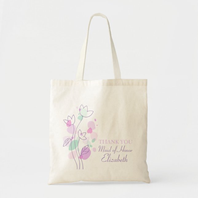 Graphic modern flower wedding maid of honor bag (Front)