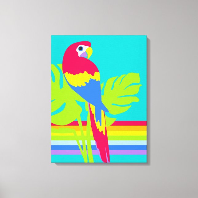 Graphic modern macaw tropical rainbow canvas print (Front)
