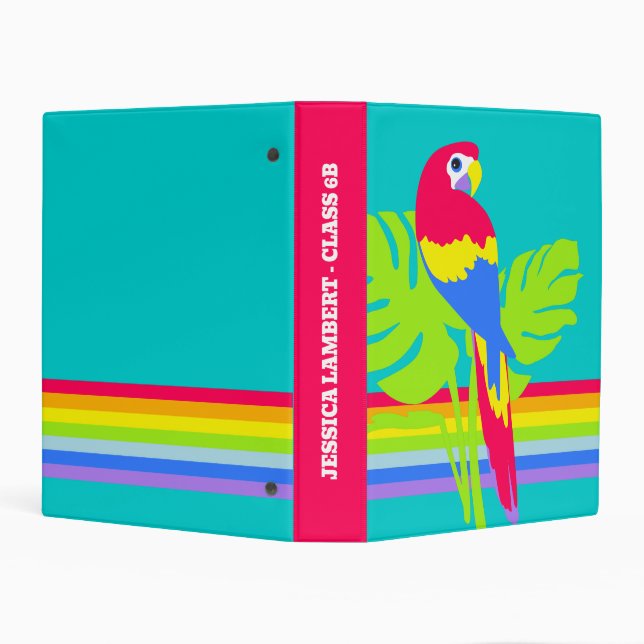 Graphic modern macaw tropical rainbow canvas print mini binder (Background)