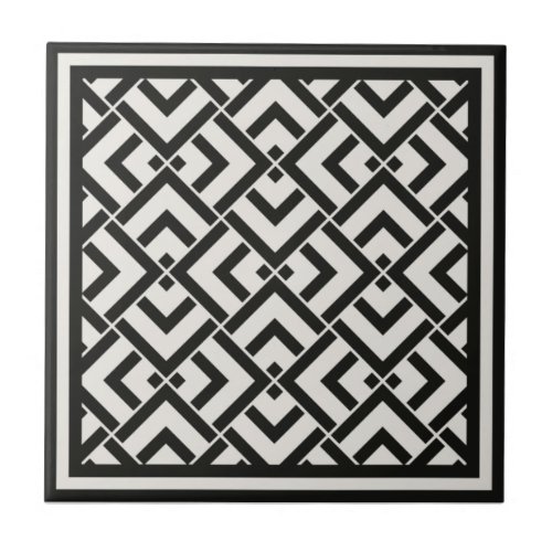Graphic monochrome Art deco black and white  Ceramic Tile