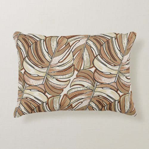 Graphic Monstera Leaves Tropical Design Accent Pillow