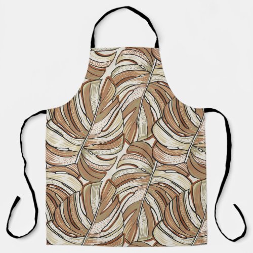 Graphic Monstera Leaves Tropical Design Apron