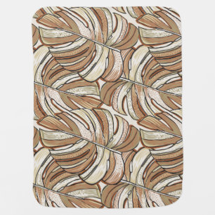 Graphic Monstera Leaves Tropical Design Baby Blanket