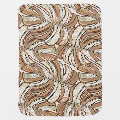 Graphic Monstera Leaves Tropical Design Baby Blanket